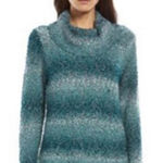 Elle  Cowl Turtleneck Tunic Long Sleeve Pullover Sweater Blue Teal Ombre Womens S Photo 0