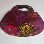 None Boho Floral Neoprene Top-Handle Clutch Purse – Brown Pink Purple, Zip Photo 0