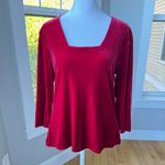 Vintage 90s Kathy Ireland Red Velvet Square Neck Holiday Top Size Medium Photo 7