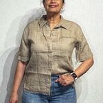 Gold Hawk Light Taupe Linen Short Sleeve Shirt Sz S NWT Tan Photo 0