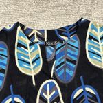 KikiSol Tunic Top Womens Small Cotton Cover Up Beach Black Blue Leaf Semi Sheer Photo 1