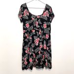 Hot Topic  Moth Floral Dress Black Gray Rose Bug Bugs Short Sleeve Mini Fit Flare Photo 1