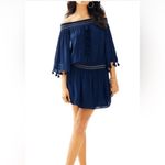 Lilly Pulitzer  Navy Blue Joelle Off Shoulder Mini‎ Short Dress Coastal Summer Photo 13