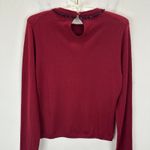 J.Crew Carolyn Embellished Fitted Crewneck Sweater Merino Wool Burgundy M NWT Photo 8
