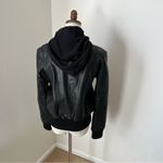 EUC Doma Women's Black‎ Leather Jacket Bomber Elastic Waist, Large Black Photo 4
