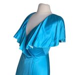 Vanity Fair VINTAGE  Robe Women’s Sz 6 Blue Wrap Ruffle Neck 70s Wrap Fairy Photo 3