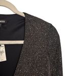 EXPRESS  Womens Sz XS Black Shimmer Metallic Thread Draped V Neck Dress NWT Party Photo 3