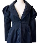 Ariella Black Collared Puff Sleeve Trench Coat Jacket Size L Photo 2