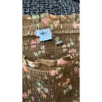 Aerie Square Neck Smocked Bishop Sleeve Crop Top Brown Size L Photo 3