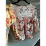 Christopher & Banks Y2K Bedazzled Euro Glam Paris Pink Graphic Baby Tee Top Medium 2000s Rhinestone Photo 4