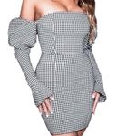 Naked Wardrobe Gingham The Statement Cocktail Dress Castlecore Sleeve Small NWT Photo 1
