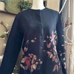 New with tags VTG Deadstock Artisans Inc. Black Cardinal Leaves Cardigan Sweater Size L Photo 0