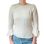Reformation white/ cream three-quarter sleeve blouse with small keyhole detail Photo 5