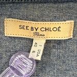 See By Chloe  Cropped Denim Jean Jacket Size 6 Rhinestone Buttons Chic Classic Photo 6