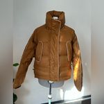 Tan Puffer Duck Jacket for Women Brown Size M Photo 5