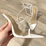 FashioNova NEW EGO white gold straps heels size 6 Photo 4