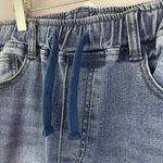 Jeep Dark Wash Denim High Waisted Embroidered Stitch Drawstring Waist Jeans Photo 5