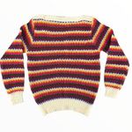 80’s Vintage Rainbow Stripe Knit Boatneck Long Sleeve Sweater size Small Photo 0