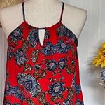 Collective Concepts Burnt orange Floral Design Keyhole Top Photo 1