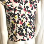 Elevenses Anthropologie Floral Vest size 2 Off white Black Pink Crop Cap Sleeve Photo 2