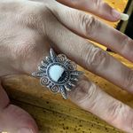 White Buffalo Sterling Silver Feather Ring Size 8 Black Photo 3