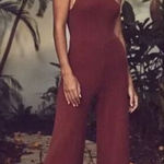 Free People NEW BEACH WAVERLY SWEATER ONE PIECE RIBBED ONE SHOULDER JUMPSUIT, L Photo 0