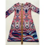 Jean Pierre Klifa Dress Size Small Pink Groovy Beach Resort Shift Midi Stretch Photo 3