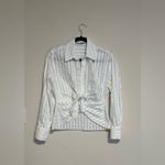 ZARA  White Button Down Shirt with Tie Front Photo 3