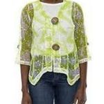 Hailey Lyn Women's Open Knit Weave Oversize Buttons Handkerchief Hem Cardigan S Green Photo 0