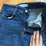 ZARA women’s baby blue high rise straight leg raw hem jeans size 2 EUC Photo 2