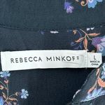 Rebecca Minkoff Maggie Blue & Black Floral Crepe Blouse Size Large Top Photo 4