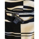 St. John  Collection Graphic Stripe 100% Wool Long Sleeve Maxi Dress Black Beige S Photo 15