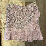 Sim & Sam Pink and White Faux Wrap Mini Skirt NWT Size M Bohemian Vibe Photo 0