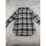 CAbi  Women Size S Plaid Ruffle‎ Front Long Sleeve Button Down Flannel Shirt Top Photo 3