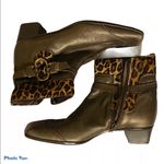 Sesto Meucci  Ankle Boots Women's 6 Brown Bronze Leather Faux Fur Leopard Shoes Photo 0