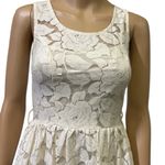 Just Ginger Cream Lace Overlay Skater Exposed Zipper Sleeveless Mini Dress M White Size undefined Photo 4