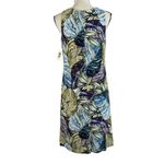 Anne Klein SZ 4 A-Line Dress Sleeveless Stretch V-Neck Leaf Print Lined Multi Photo 4