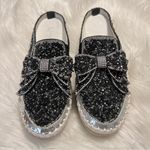 Black Sparkly Rhinestone Slip On Platform Shoes w/ Bow China size 245 Photo 2