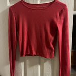 American Eagle  Pink Cropped Sweater Ribbed Photo 0