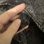 RECLAIMED VINTAGE | Charcoal Corset Embroidered Tie Front Fringe Cropped Top, 6 Gray Photo 6