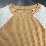 American Eagle  Tan and Ivory Long Sleeve Waffle Knit Top - Size Small - VGUC Photo 2