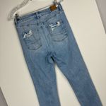 American Eagle  Sz 8 LONG Curvy Hi Rise Jeggings Light Wash Distressed Photo 13