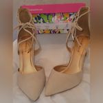 NIB Republic LA Nude Faux Suede Pointy Toed Ankle Lace Photo 4