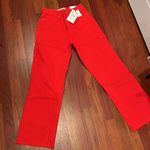 ZARA MID RISE RED STRAIGHT JEANS Photo 10