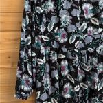 Loft NWT  Size 12 Viscose Dark Floral Leaf V Neck Long Sleeve Midi Dress Photo 11