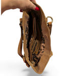 B. MAKOWSKY LEATHER SHIMMER SNAKE BROWN LIZZARD SHOULDER HANDBAG GOLDTONE TRIM Photo 5