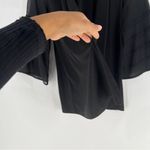 Susan Graver  Black Liquid Knit‎ Open Front Cardigan Sheer Flare 3/4 Sleeves S Photo 4