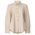 Sara Battaglia Shirt Jacket Womens 40 IT Size 6 US Taupe Tan Faux Leather Photo 1