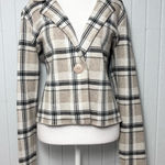 Tahari Neutral -Cream One-Button Plaid Jacket / Blazer Size L Photo 0