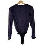 VICI Boutique V-Neck Red & Blue Shimmer Pleated Long Sleeve Bodysuit XS Photo 1